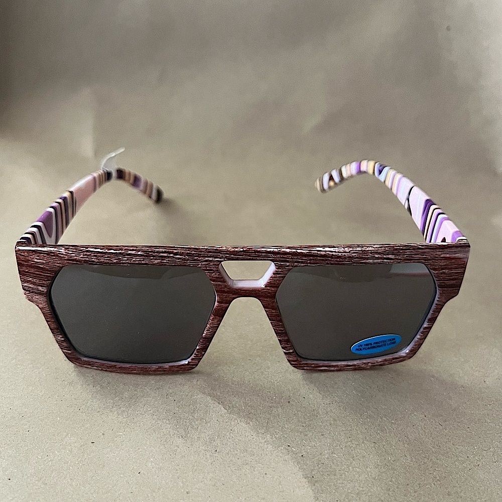 Wood Square Stripe Sunglasses NEW WITH TAG